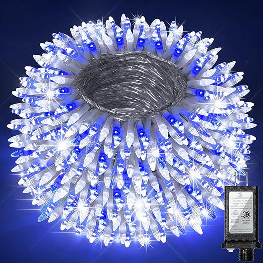 1500 LED 470FT Christmas Lights Outdoor, Christmas String Fairy Lights with Timer & Memory, Waterproof 12 Modes Dimmable Twinkle Tree Lights for Home Patio Wedding Party Yard Xmas Decor, Blue & White