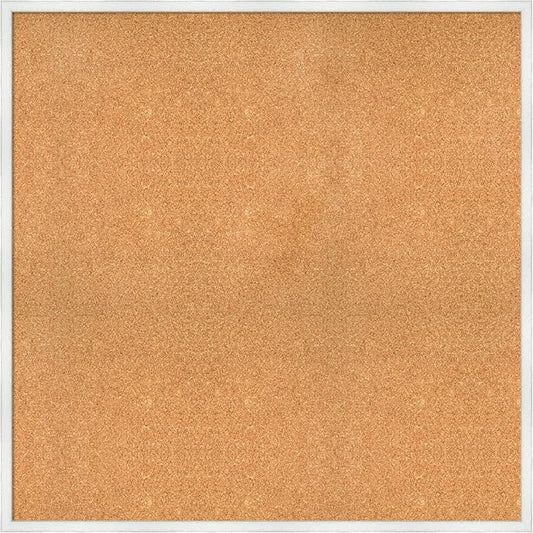 Amanti Art Natural Cork Board for Wall, 37x37 Vision Board with White Frame, Oversize Corkboard Office Decor for Home Organization, Country Rustic Corkboard Pinboard to Display Items for Home