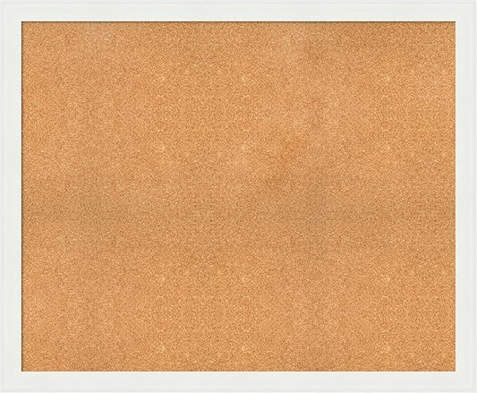 Amanti Art Natural Cork Board for Wall, 37x45 Vision Board with White Frame, Oversize Corkboard Office Decor for Home Organization, Casual Corkboard Pinboard to Display Items for Home Organization in