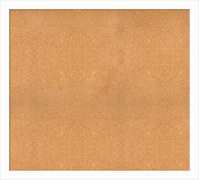 Amanti Art Natural Cork Board for Wall, 39x43 Vision Board with White Frame, Oversize Corkboard Office Decor for Home Organization, Casual Corkboard Pinboard to Display Items for Home Organization in
