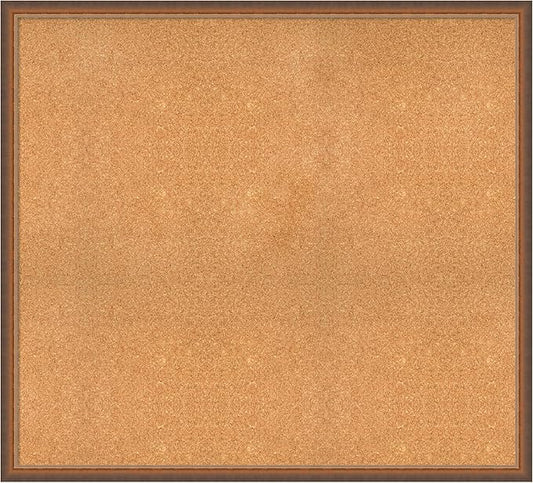 Amanti Art Natural Cork Board for Wall, 38x42 Vision Board with Bronze Frame, Oversize Corkboard Office Decor for Home Organization, Modern Corkboard Pinboard to Display Items for Home Organization