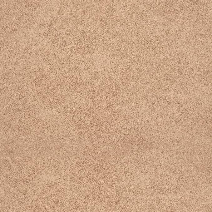 HomePop Upholstered Faux Leather Round Ottoman Home Décor|Foot Rest Ottoman- Sand Faux Leather