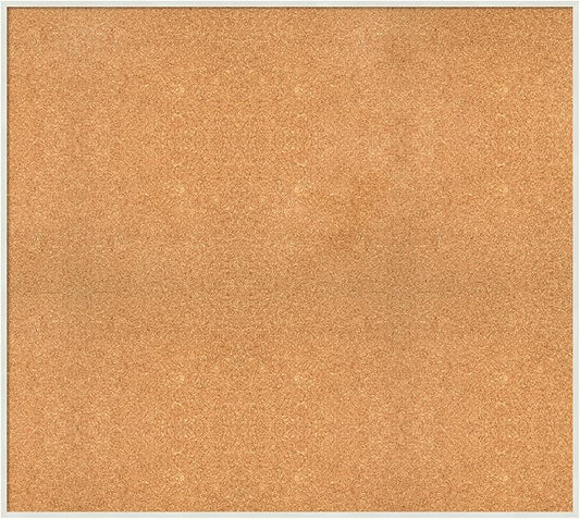 Amanti Art Natural Cork Board for Wall, 35x39 Vision Board with White Frame, Oversize Corkboard Office Decor for Home Organization, Modern Corkboard Pinboard to Display Items for Home Organization in