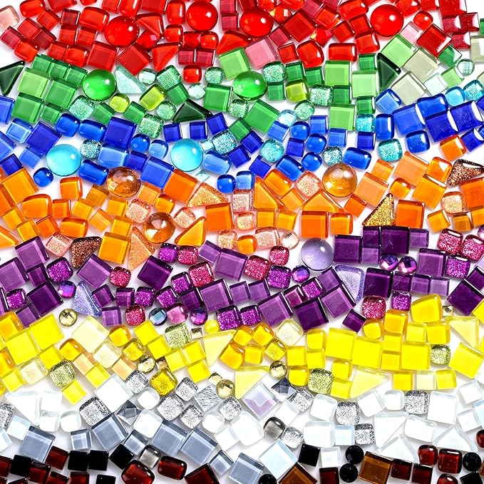 3200 Pcs Colorful Irregular Crystal Mosaic Tiles, 6.6lb Tiny Mosaic Tile DIY Hobbies Children Handmade Crystal Craft for Craft Bathroom Kitchen Home Decoration DIY Art Projects