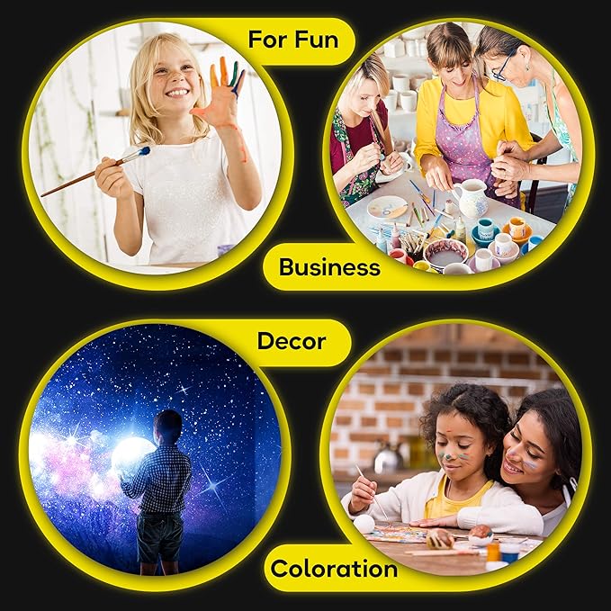 Glow in the Dark Acrylic Paint Set - 9 Neon Fluorescent Colors for Canvas, Wood & Stone - Blacklight Reactive - Cool Art Supplies Gift for Artists & Adults