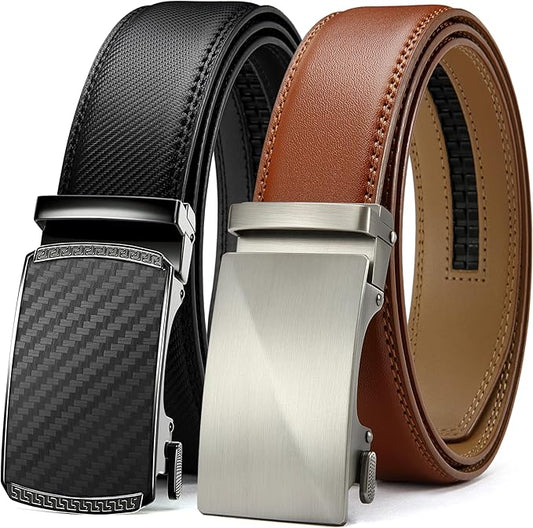 CHAOREN Leather Ratchet Belt Men 2 Pack - Customizable Fit, Effortless Style (35mm)