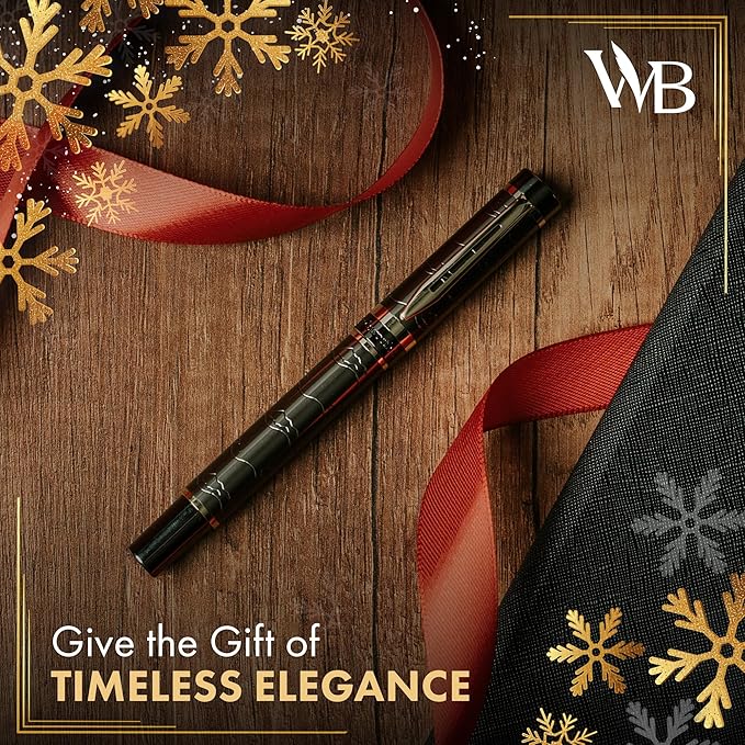 Wordsworth & Black Primori Fountain Pen Set [Gunmetal Gold]; Extra Fine Nib, Gift Case, 24 Ink Cartridges, Refill Converter, Manual; Journaling, Calligraphy, Smooth Writing Pens; Left and Right Handed
