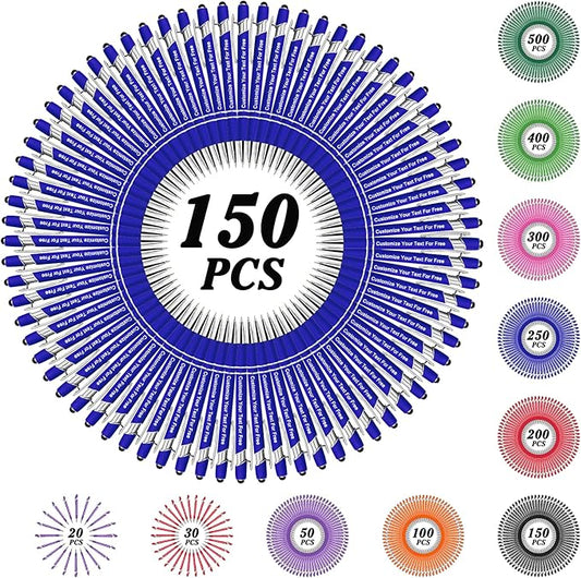 Max 500 Pcs Personalized Pens Bulk, Custom Pens with Free Engraving, Customized Stylus Tip Ballpoint Pen with Your Name Massage Text for School Office Business Graduation Anniversaries-150 Packs