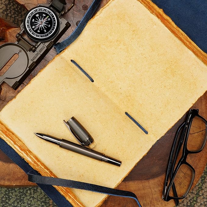 LUXEORIA Tree Of Life Leather Journal for Women and Men, Handcrafted Leather Journal for Writing Womens, Sketchbook, Travel Diary with Unlined Deckle Paper, Dark Blue 5x7