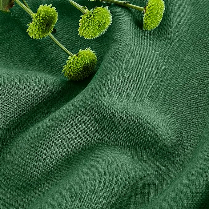 Solino Home Linen Table Runner 60 Inches - 100% Pure Linen Pine Green Table Runner 14 x 60 Inch Ideal for Dresser and Coffee Tables - Fall, Autumn, Thanksgiving, Christmas - Fete