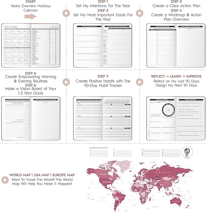 Life and Goal Planner - Undated Daily, Weekly & Monthly Planner for Passion, Organizer, Increase Productivity, Purpose, Success & Happiness, Journal, Agenda, To Do List, Business Planner, Notes,