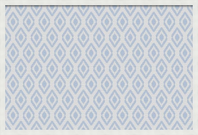 PinPix 36x24 inch Cork Bulletin Board. This Decorative Framed Pin Board Comes with Ikat Light Blue Design and Satin White Frame. Ideal for Home, Office Decor or School (PinPix-1633)