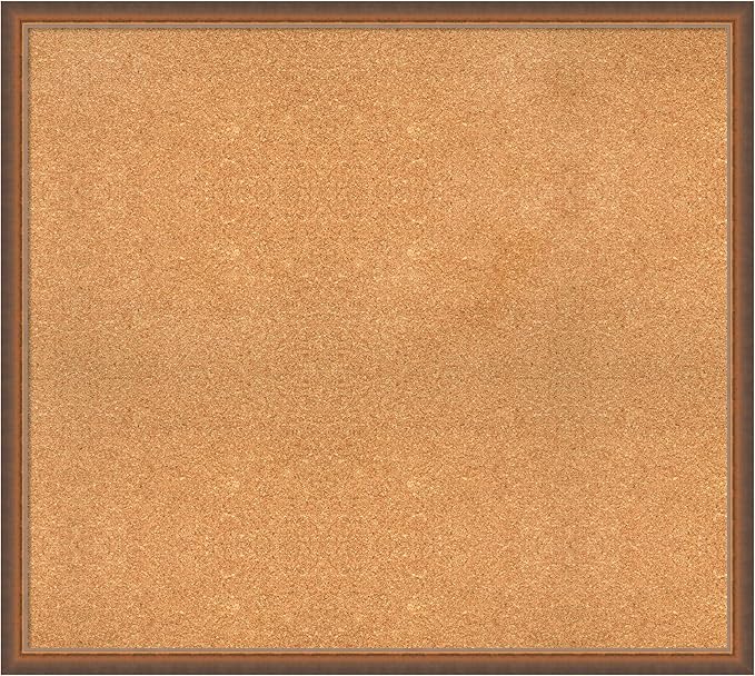 Amanti Art Natural Cork Board for Wall, 34x38 Vision Board with Bronze Frame, X-Large Corkboard Office Decor for Home Organization, Modern Corkboard Pinboard to Display Items for Home Organization in