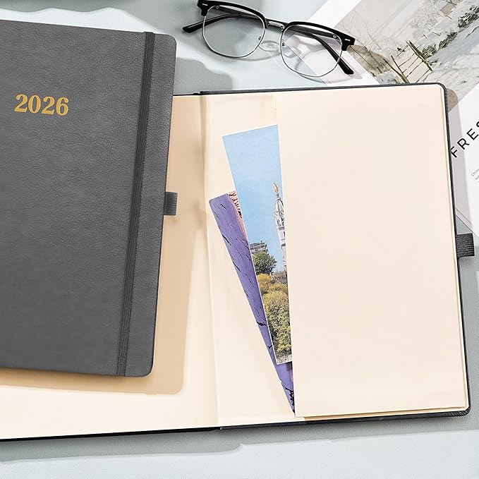 2026 Planner - Weekly and Monthly Planner 2026, 8.5"x11", Jan.2026 - Dec.2026, Leather Hardcover, 12 Monthly Tabs, Pen Loop, Elastic Closure, Pocket, Grey
