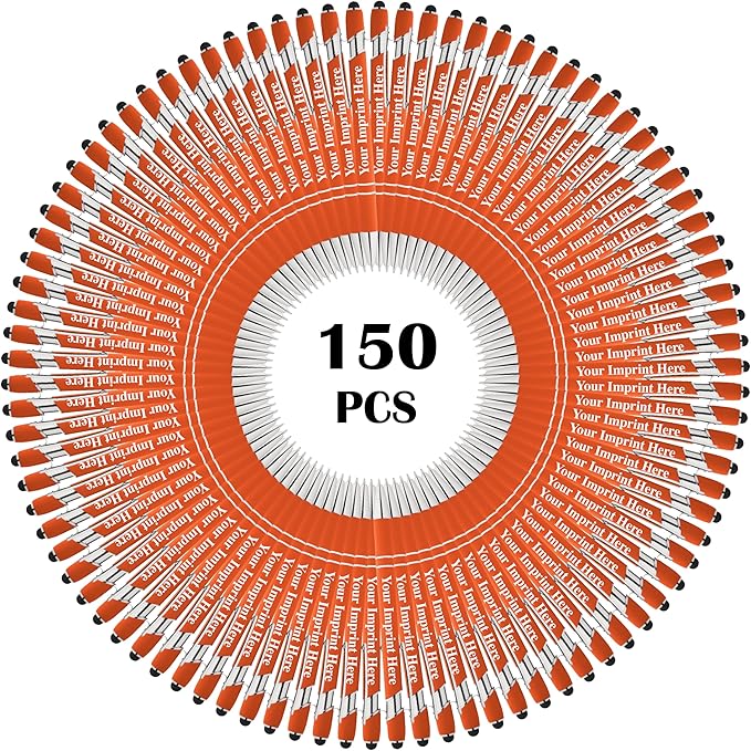 Up to 500 Pcs Custom Pens Bulk | Rainbow of Colors | Soft-Touch Metal Black Ink Personalized with Name or Message (Orange, 150 pcs)