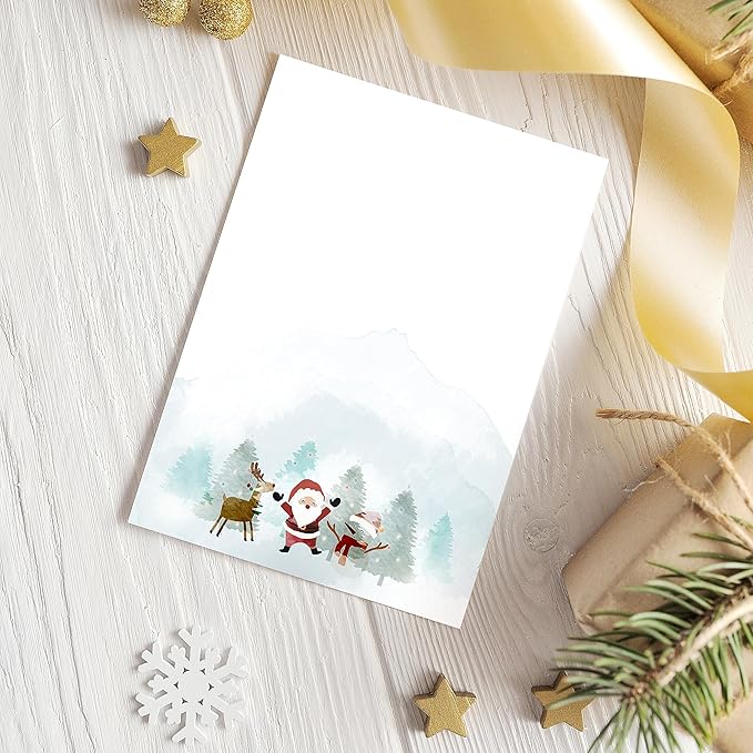 easykart labels Christmas Stationery Paper Letterhead Sheets 60 Pack Holiday Xmas Theme Design For Writing Letters Computer Office Notes & Printing Supplies Size 8.5" X 11"
