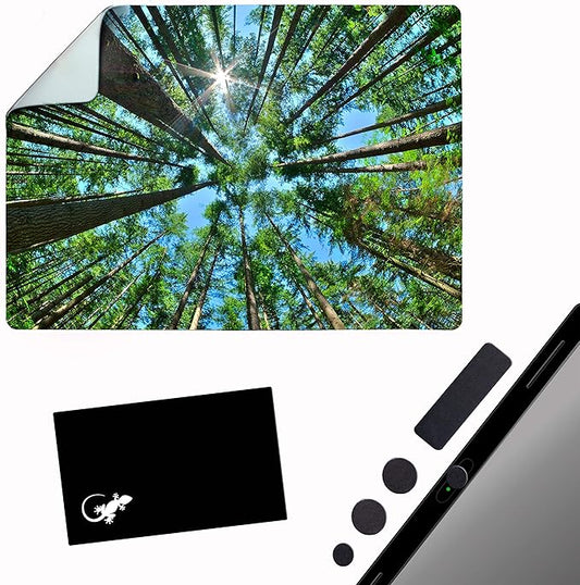Mouse Pad Adhesive Bottom - Sticks to Any Surface - Portable - Webcam Covers and Screen Cleaner Included (Tall Trees)