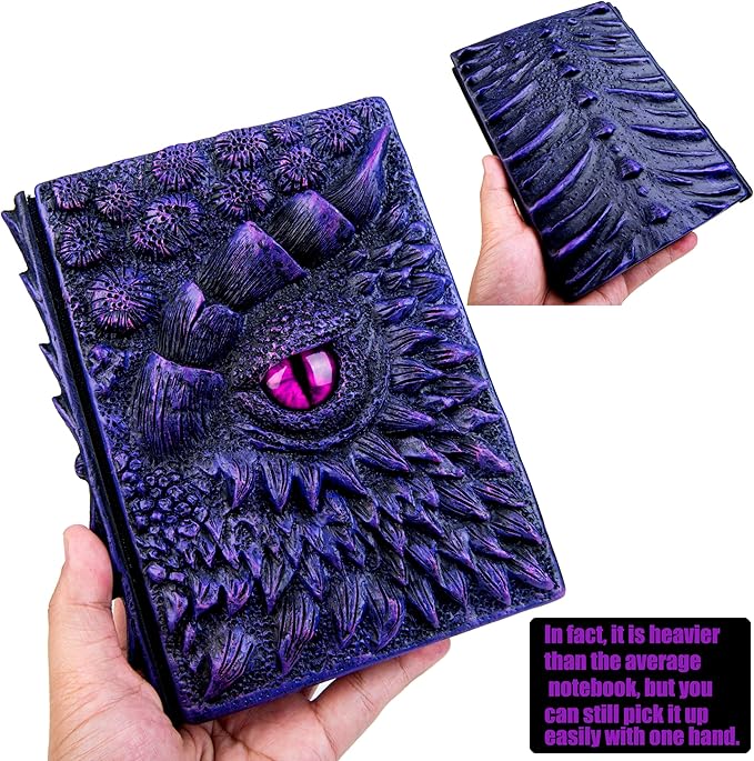 3D Dragon Eye Embossed Journal,Resin Engraving Notebook,Dnd notebook for Dragon Lovers ，Blank Paper,Hardcover Travel Notepad for Writing,Sketchbook,Collection,Gift,Decoration A4 and A5 Size (A5-Dark Purple-Lined)