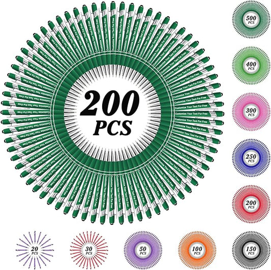 Max 500 Pcs Personalized Pens Bulk, Custom Pens with Free Engraving, Customized Stylus Tip Ballpoint Pen with Your Name Massage Text for School Office Business Graduation Anniversaries-200 Packs