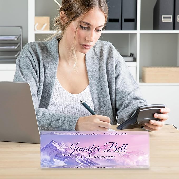 Personalized Name Plate for Desk, Custom Desk Name Plate, Acrylic Name Plate Office Desk Accessories, Personalized Office Gifts for Coworkers Teachers, Employee Appreciation Gifts (Himalayan)