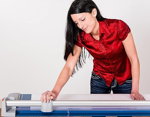 Dahle 446s Premium Rotary Trimmer w/Stand, 36" Cut Length, 25 Sheet Capacity, Self-Sharpening, Automatic Clamp, German Engineered Paper Cutter