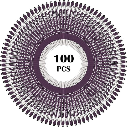 Up to 500 Pcs Custom Pens Bulk | Rainbow of Colors | Soft-Touch Metal Black Ink Personalized with Name or Message (Purple, 100 pcs)