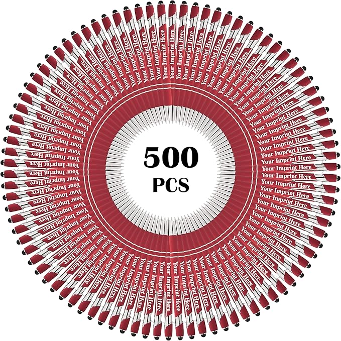 Up to 500 Pcs Custom Pens Bulk | Rainbow of Colors | Soft-Touch Metal Black Ink Personalized with Name or Message (Red, 500 pcs)