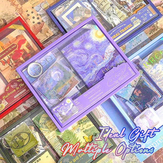 Funto Scrapbooking Kit(123 PCS), Warm Mail Series-Cyan Looked at Wild Dome, Perfect for Bullet Scrapbooking Materials, Planner DIY Arts Craft Collage