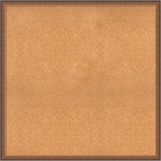 Amanti Art Natural Cork Board for Wall, 38x38 Vision Board with Bronze Frame, Oversize Corkboard Office Decor for Home Organization, Modern Corkboard Pinboard to Display Items for Home Organization