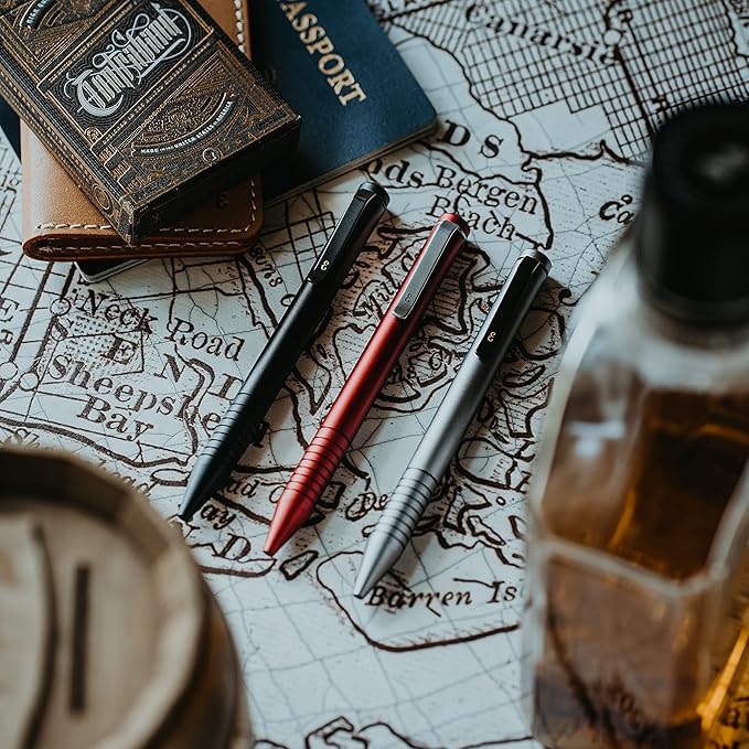 Everyman Grafton Mini Twist Refillable 0.7mm Ball Point Pen Black | Sleek Anodized Aluminum Pocket Pen with Grooved Grip | Smooth Writing EDC Ink Pen for Office, Travel, Work & Gifting