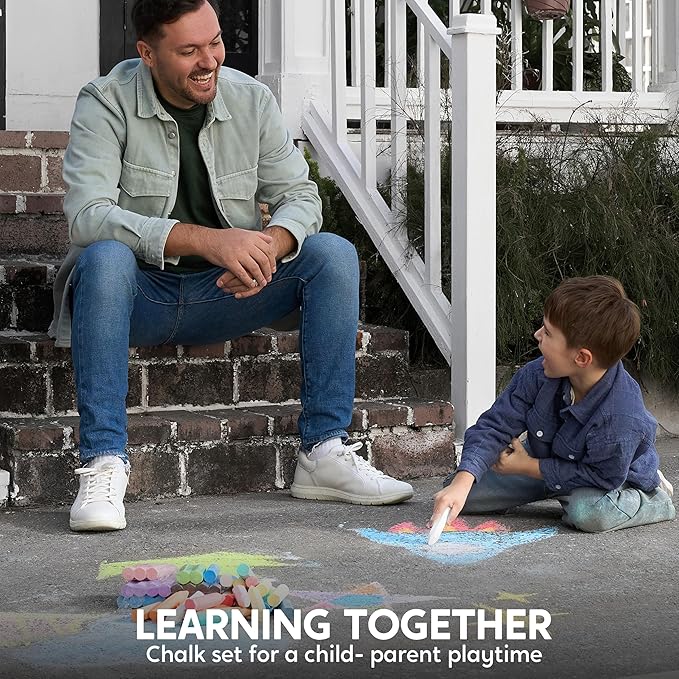 JOYIN 144 PCS Cone Shaped Washable Sidewalk Chalks, 12 Colors, Non-Toxic Jumbo Colored Chalk for Toddlers 1-3, Painting for Outdoor Art, School Supplies, Classroom Must Haves