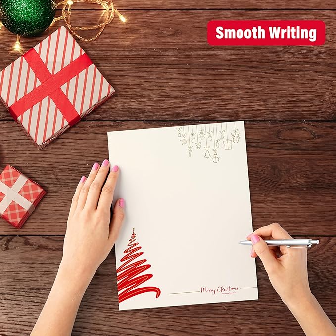 easykart labels Christmas Stationery Paper Letterhead Sheets 60 Pack Holiday Xmas Theme Design For Writing Letters Computer Office Notes & Printing Supplies Size 8.5" X 11"