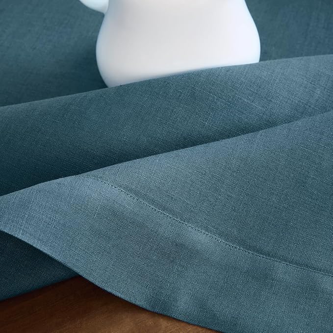 Solino Home Linen Table Runner 60 Inches - 100% Pure Linen Peacock Blue Table Runner 14 x 60 Inch Ideal for Dresser and Coffee Tables - Fete