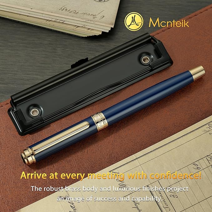 317 Rollerball - Stunning Luxury Blue Lacquer Pen with 24K Gold Finish, Schmidt Black Ink Refill, Fancy Gift Set for Men & Women, Professional, Graduation Executive Office, Nice Classic Pens