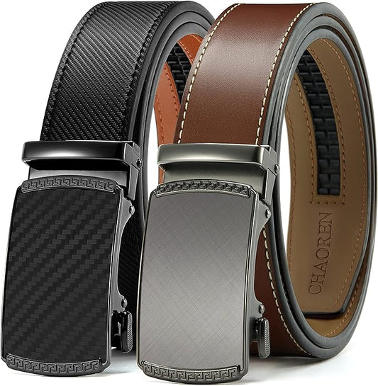 CHAOREN Leather Ratchet Belt Men 2 Pack - Customizable Fit, Effortless Style (35mm)
