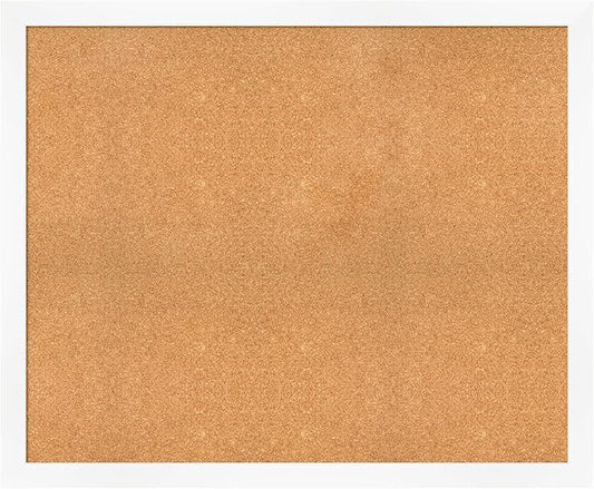 Amanti Art Natural Cork Board for Wall, 37x45 Vision Board with White Frame, Oversize Corkboard Office Decor for Home Organization, Modern Corkboard Pinboard to Display Items for Home Organization in