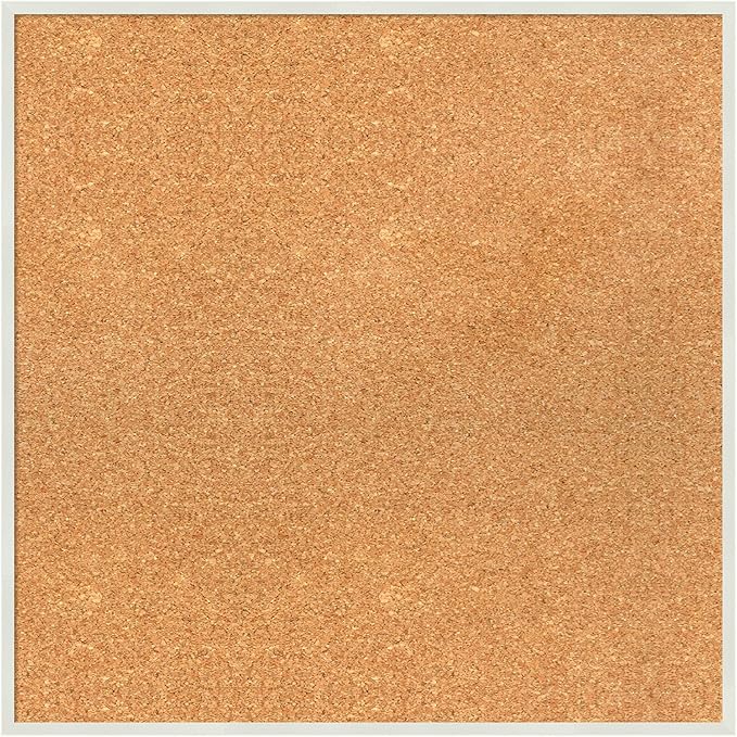Amanti Art Natural Cork Board for Wall, 23x23 Vision Board with White Frame, Medium Corkboard Office Decor for Home Organization, Modern Corkboard Pinboard to Display Items for Home Organization in