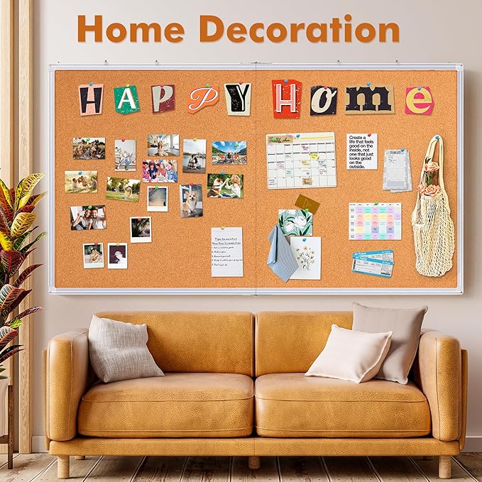 maxtek Large Cork Board 72 x 48 in, Bulletin Board for Walls, 6'x 4' Extra Aluminum Framed Corkboard, Foldable Wall Mounted Back to School Pin Memo Notice Cork Board for Office, Home Wall Display