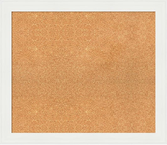 Amanti Art Natural Cork Board for Wall, 25x29 Vision Board with White Frame, Medium Corkboard Office Decor for Home Organization, Casual Corkboard Pinboard to Display Items for Home Organization in