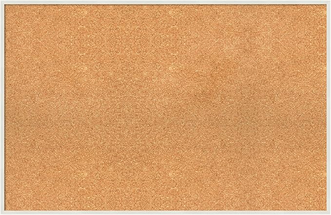 Amanti Art Natural Cork Board for Wall, 23x35 Vision Board with White Frame, Large Corkboard Office Decor for Home Organization, Modern Corkboard Pinboard to Display Items for Home Organization in