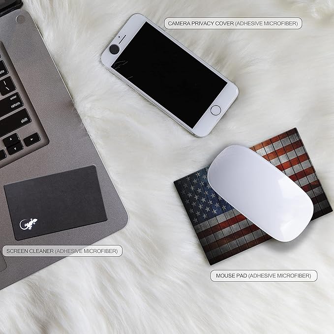 Adhesive Mouse Pad - Peel and Sticks to Any Surface - Travel Mouse Pad, Sticky for Any Surface - Excellent Tracking - USA Flag Wooden