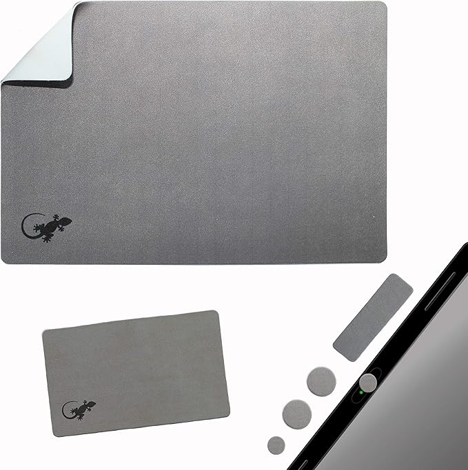 Mouse Pad Adhesive Bottom - Sticks to Any Surface - Portable - Webcam Covers and Screen Cleaner Included (Gray)