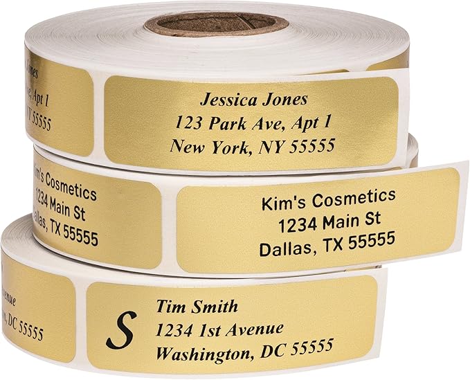 Return Address Labels - Roll of 500 Personalized Labels (Gold)