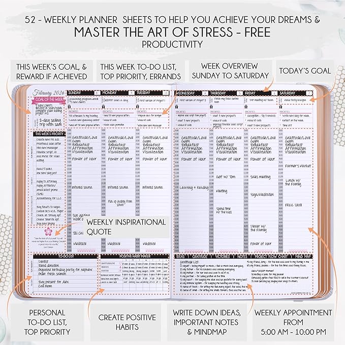 2026 Planner Weekly and Monthly | Law of Attraction Planner with Panduo App | A 12 Month Journey for Productivity, Gratitude & Goal Setting | Includes Foldable Vision Board, Gift Box & Stickers