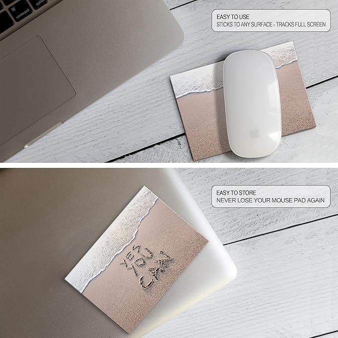 Mouse Pad Adhesive Bottom - Sticks to Any Surface - Portable - Webcam Covers and Screen Cleaner Included (YES You CAN)