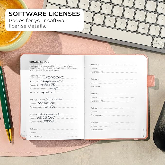 Clever Fox Password Book with alphabetical tabs. Internet Address Organizer Logbook. Small Pocket Password Keeper for Website Logins (Peach Pink)