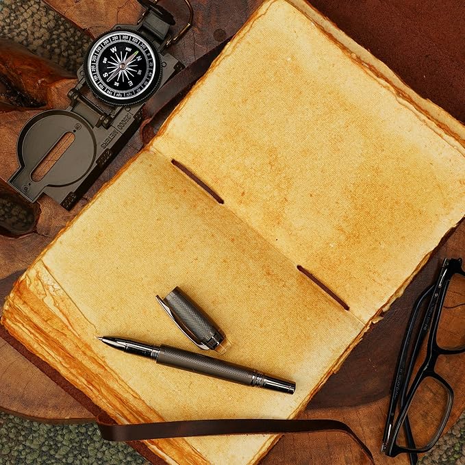 LUXEORIA Leather Journal for Women and Men, 200 Pages - 6"x8", Travel Dairy, Unlined Women's Notebook, Tree Of Life Sketchbook for Drawing, Writing- Antique Deckle Edges Handmade Paper, Vintage Brown