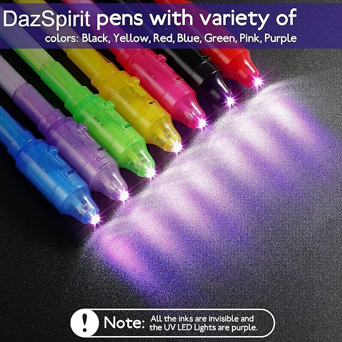 20PCS Invisible Ink Pens with UV Light Party Bag Fillers for Boys and Girls, Magic Pen Disappearing Ink for Kids, UV Light Spy Pen for Writing Secret Message