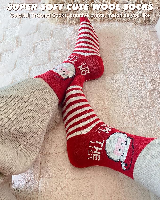 IIG Cute Warm Wool Socks for Women Super Cozy Thick Crew Winter Socks Gifts, 5 Pairs
