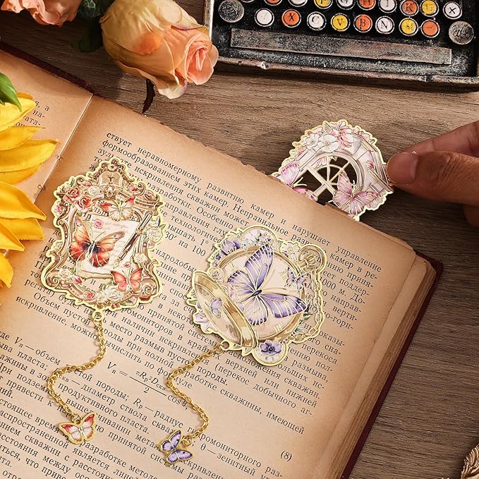 Metal Butterfly Bookmarks for Women - 4 Pieces Unique Cute Page Holder Book Marks for Teachers Students Teen Girl Gifts Book Reading Lovers Writers, Book Markers for School Office Home Supplies (4pcs)